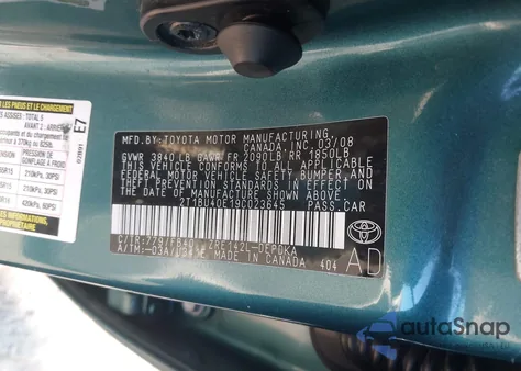 2009 Toyota Corolla Le z USA, uszkodzony, nr VIN 2T1BU40E19C023645